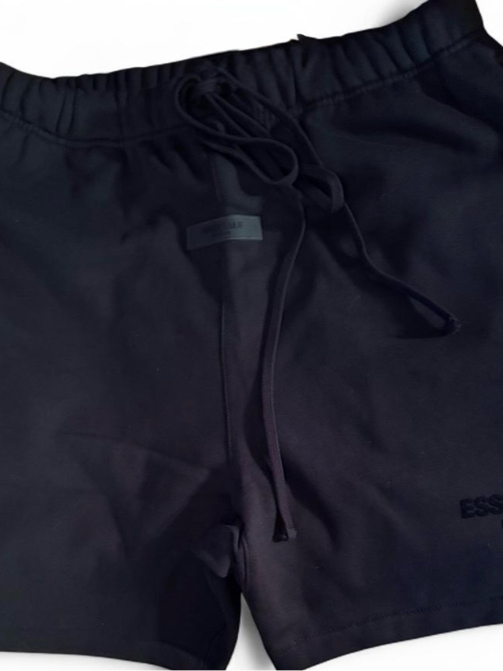 ESSENTIALS Black Cotton Drawstring Shorts